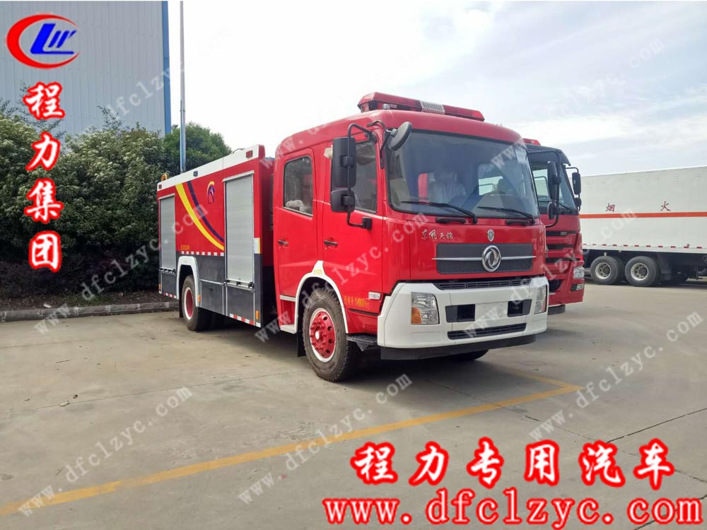 东风天锦水罐消防车（国五）外观左侧图
